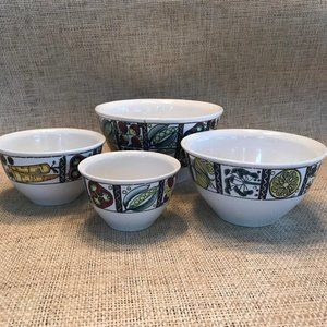 Vintage Japan Pottery Mixing Bowls X5 Fruit Veg